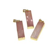 Pink Crystal Rose Quartz Pendant Necklace Plating Bezel Stones DIY Jewelry 5pc