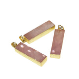 Pink Crystal Rose Quartz Pendant Necklace Plating Bezel Stones DIY Jewelry 5pc