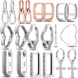 Love Heart Ear Hoops 925 Sterling Silver Earrings Women Silver Charm Gift