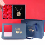 Lucky 4-Leaf Clover Necklace with Rose Charm
