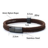Men's Red Thread Bracelet 4mm Nylon Cord Stainless Steel Accessories