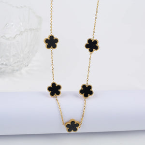 Flowers Charm Chain Necklace Choker for Women Stainless Steel Flower Necklace
