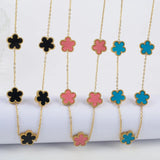 Flowers Charm Chain Necklace Choker for Women Stainless Steel Flower Necklace