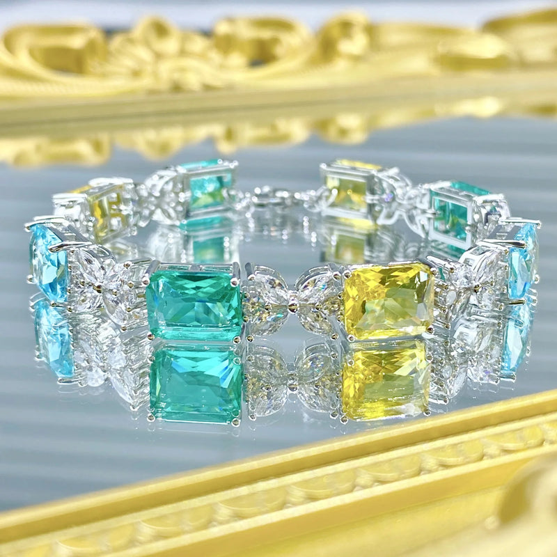 925 Silver Geometric Cubic Zirconia Bracelet for Women