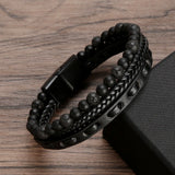 Charm Stainless Steel Men's Natural Stone Bracelet with Magnet Clasp