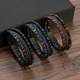 Charm Stainless Steel Men's Natural Stone Bracelet with Magnet Clasp