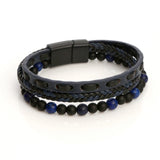 Charm Stainless Steel Men's Natural Stone Bracelet with Magnet Clasp