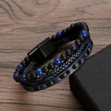 Charm Stainless Steel Men's Natural Stone Bracelet with Magnet Clasp