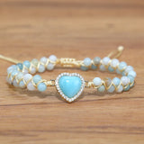Amethyst Heart Charm Braid Bracelet Adjustable Bangle