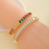 Golden Charm Bangle Multicolor Rhinestone Bracelet