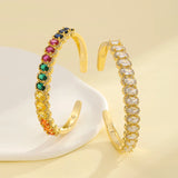 Golden Charm Bangle Multicolor Rhinestone Bracelet