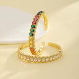 Golden Charm Bangle Multicolor Rhinestone Bracelet