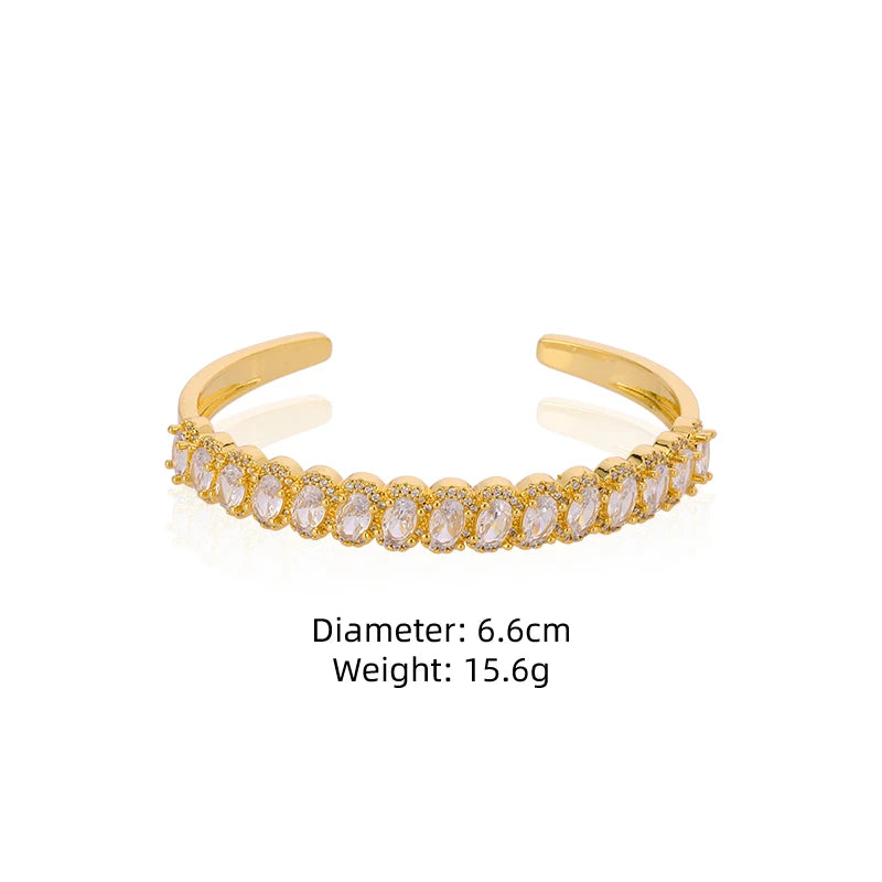 Golden Charm Bangle Multicolor Rhinestone Bracelet