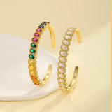 Golden Charm Bangle Multicolor Rhinestone Bracelet