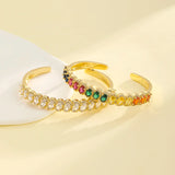 Golden Charm Bangle Multicolor Rhinestone Bracelet