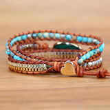 Malachite Charm Wrap Bracelet Natural Stone Bead Men Women Jewelry
