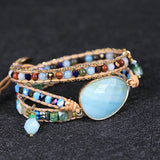 Amazonite Charm Wrap Bracelet Natural Stone Bead Lover Jewelry