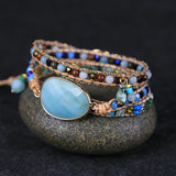 Amazonite Charm Wrap Bracelet Natural Stone Bead Lover Jewelry