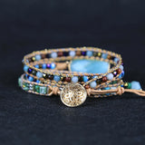 Amazonite Charm Wrap Bracelet Natural Stone Bead Lover Jewelry