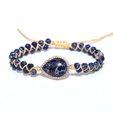 Natural Stone Water Droplet Charm Bracelet Bangle for Men and Women