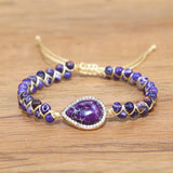Natural Stone Water Droplet Charm Bracelet Bangle for Men and Women