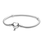 Pan Heart Charm Bracelet 100% S925 Sterling Silver Bangle