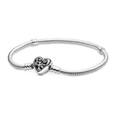 Pan Heart Charm Bracelet 100% S925 Sterling Silver Bangle