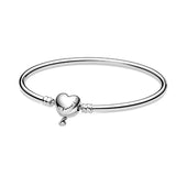Pan Heart Charm Bracelet 100% S925 Sterling Silver Bangle