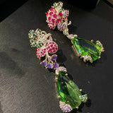 S925 Silver Water Drop Earring with Green CZ for Wedding