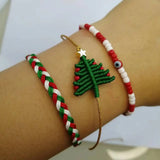 Macrame Christmas Tree Bracelet XMAS Lucky Charm Couple Gift