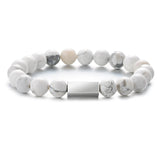Engraved Natural Stone Stainless Steel Bracelet
