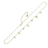 925 Silver Square Round CZ Opal Charm Choker Necklace