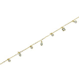 925 Silver Square Round CZ Opal Charm Choker Necklace