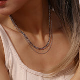 Stainless Steel Double Layer Chain Necklace for Women