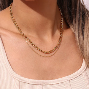 Stainless Steel Double Layer Chain Necklace for Women