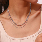 Stainless Steel Double Layer Chain Necklace for Women