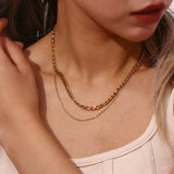 Stainless Steel Double Layer Chain Necklace for Women