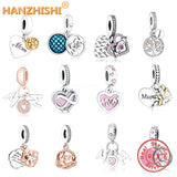 925 Sterling Silver Mom Pendant Heart Beads for Bracelet DIY
