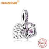 925 Sterling Silver Mom Pendant Heart Beads for Bracelet DIY