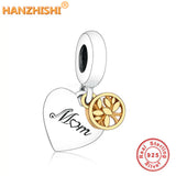 925 Sterling Silver Mom Pendant Heart Beads for Bracelet DIY