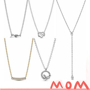 Mother's 925 Sterling Silver Love Snowflake MOM Necklace High Women Diy Jewelry