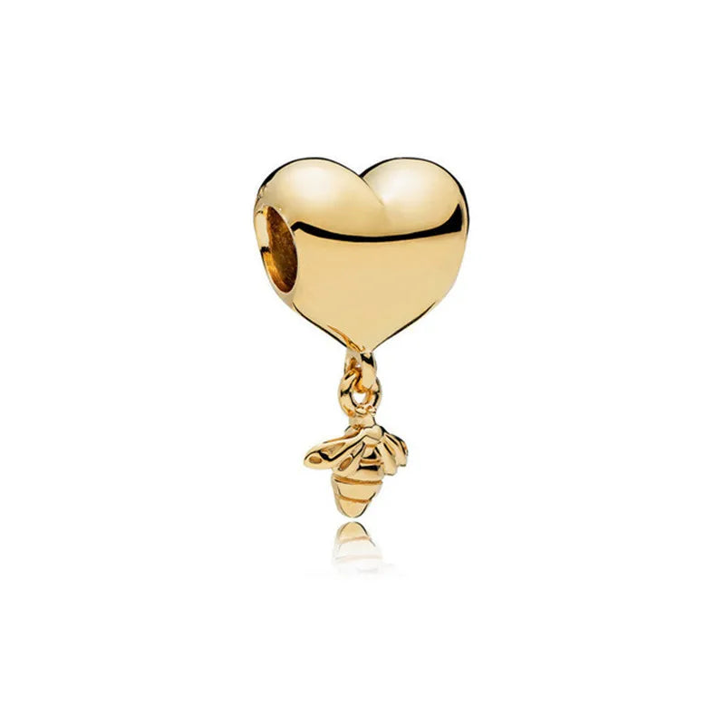 S925 Sterling Silver 11 Charm 18K Bee Honeycomb Honey Pendant