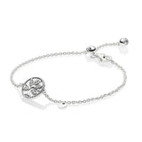 S925 Sterling Silver Bow Sparkling Crown O Chain Bracelet