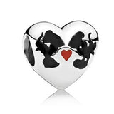 S925 Sterling Silver Charm Piercing Heart Hollow Crystal Bead