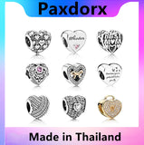 S925 Sterling Silver Love Heart Beads for Charm Bracelet DIY Bangle
