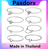 S925 Infinity Heart Clasp Bangle Bracelet for Women