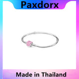 S925 Sterling Silver Pink Head Charm Bead for Bracelets