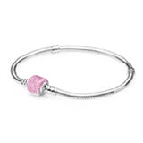 S925 Sterling Silver Pink Head Charm Bead for Bracelets