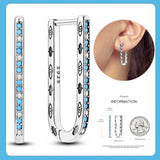 925 Silver Double Hoop Earrings Sparkling Pave Stud Earring