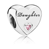 925 Sterling Silver Heart Beads Charm Pendant Bracelet DIY